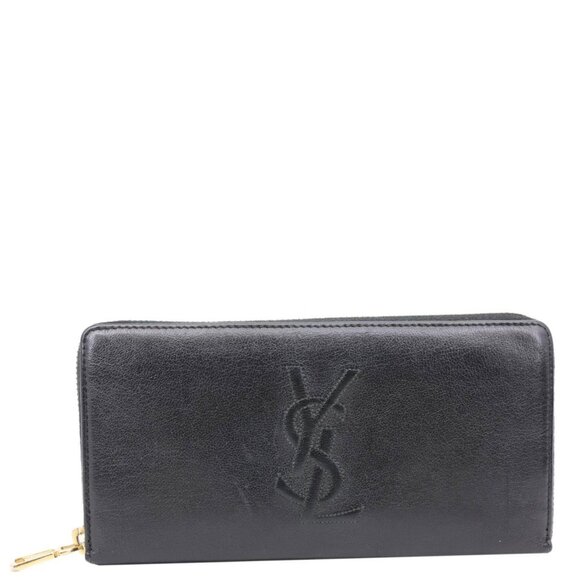 YVES SAINT LAURENT  Belle De Jour Chevre Leather Zip Around Wallet Black - Picture 1 of 14